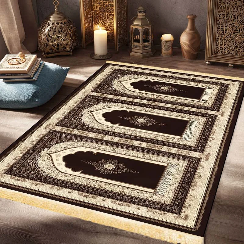 VIKAMA Luxury Foldable Muslim Prayer Mat with Tassel Portable Indoor/Outdoor Group Family Gathering Prayer Rug