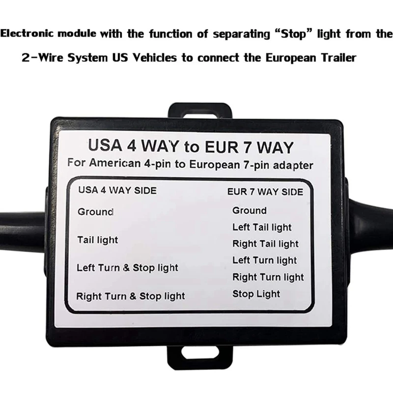 Convertidor de luz para remolque, de 4 vías enchufe plano (vehículo Americano) a enchufe redondo de 7 vías (remolque europeo), 3 unidades