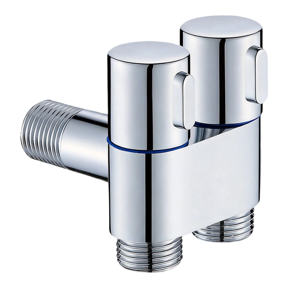 Dual Output Zinc Alloy Angle Valve Wall Mount Bidet Sprayer For Toilet Bowl Bathroom Plumbing Faucet Fixture Silver