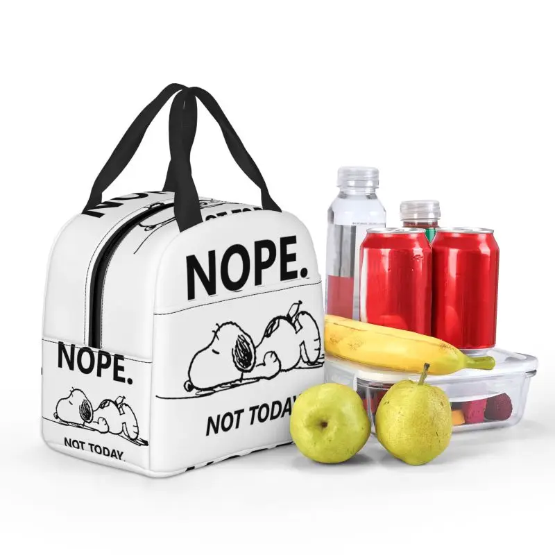 Custom Snoopys Nope Not Today Insulated Lunch Tote Bag for Women Portable Cooler Thermal Bento Box School