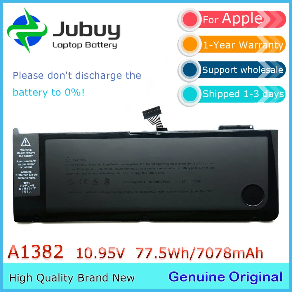 A1382 10.95V 77.5Wh Original Laptop Battery for Apple Macbook PRO 15in A1286 Early Late 2011 and Mid 2012