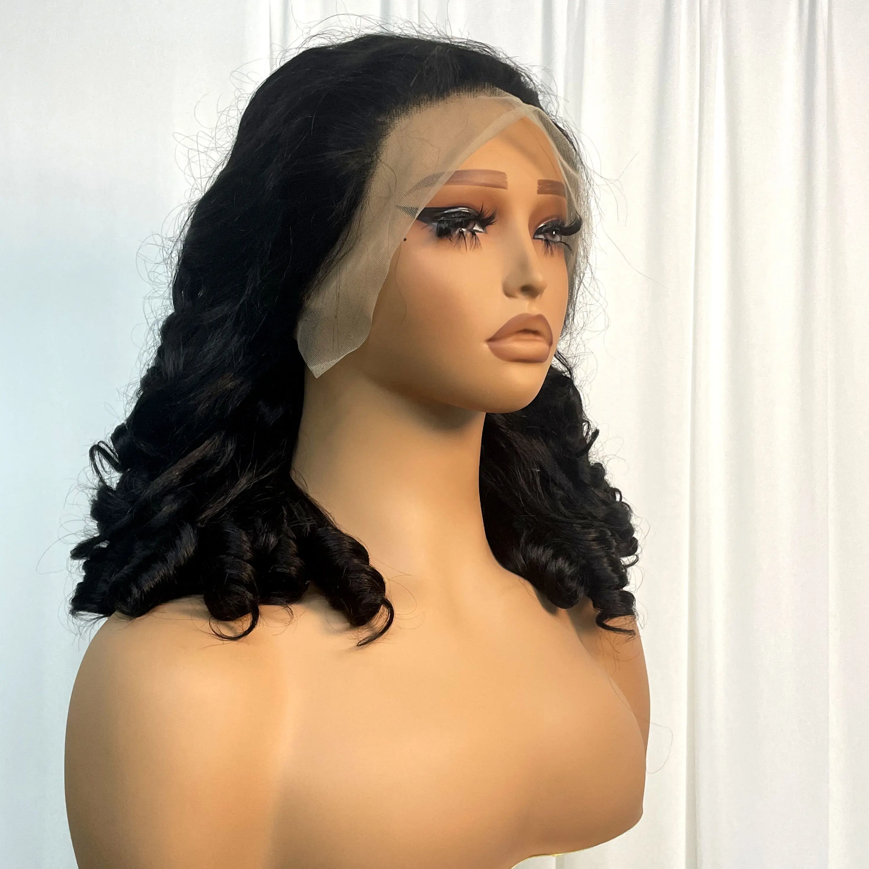 300% Density Bouncy Curly Human Hair Wig 24Inch 13x4 Transparent Loose Deep Wave Lace Frontal Wigs for Women Preplucked Remy