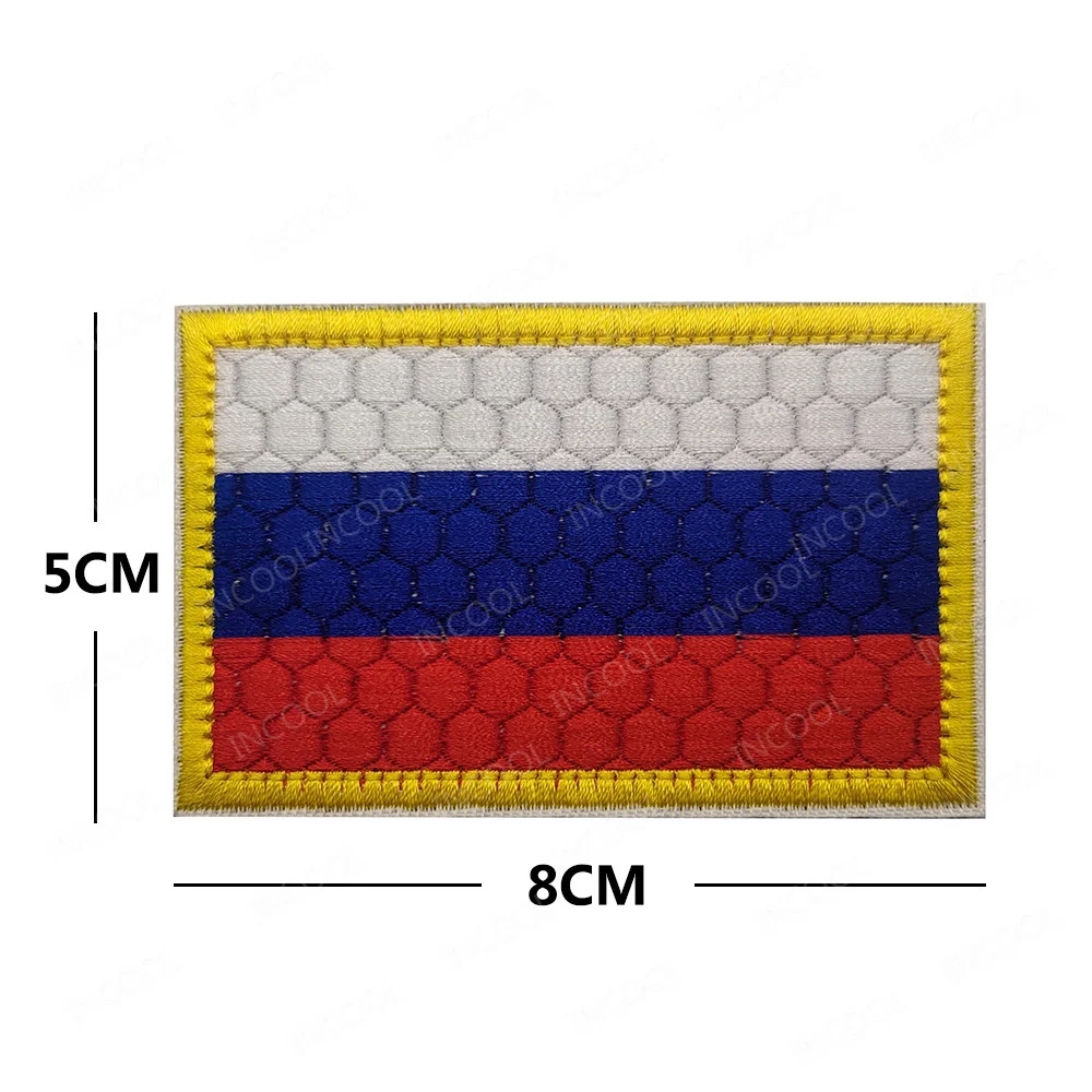 Russian RU Chevron Patches Russia Strip Embroidery Shoulder Appliqued Hook Loop Patch For Clothing Backpack