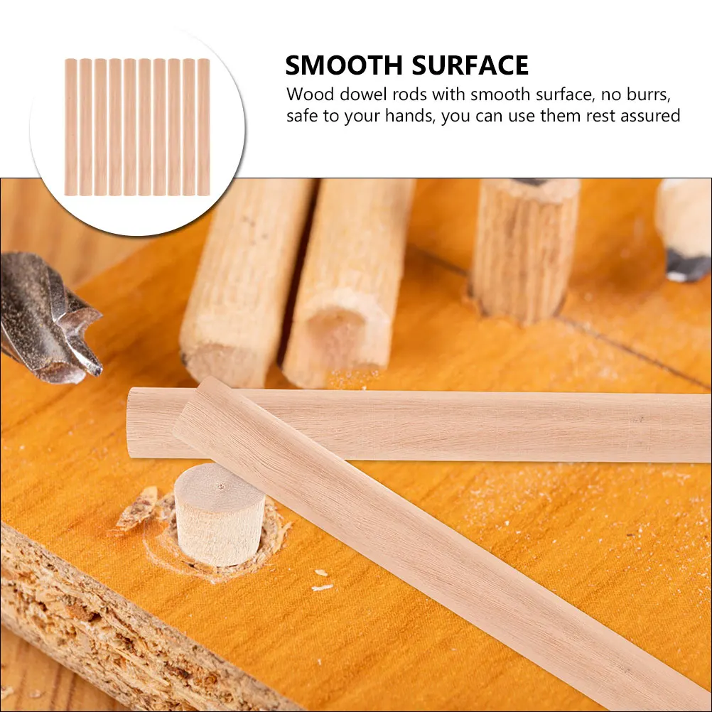 

10Pcs Wooden Dowel Rods Craft Supplies Safe to Touch Easy to Use for DIY and Home Decor Wooden Dowel Dowels for Crafting
