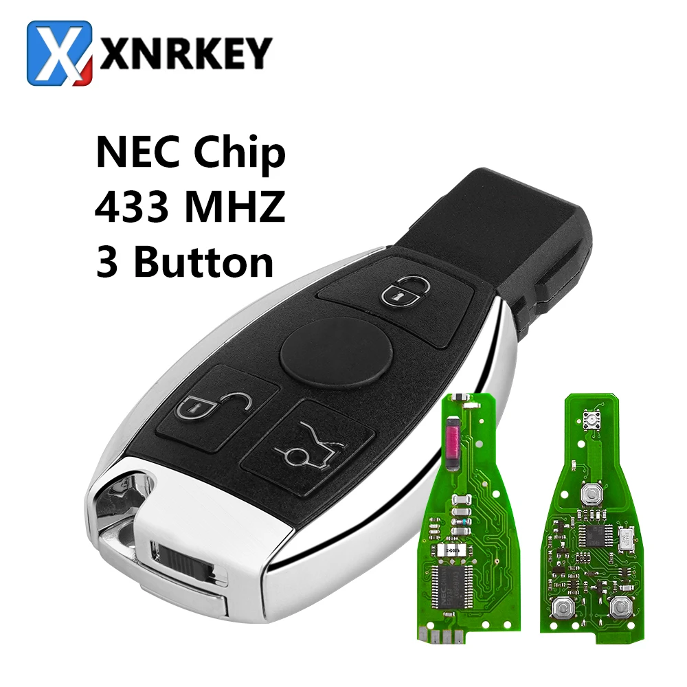 

XNRKEY 3 Button NEC Remote Car Key 433Mhz for Mercedes Benz C E S Class CLS W166 W169 W203 W204 W210 W211 W118 W171 W172 W220