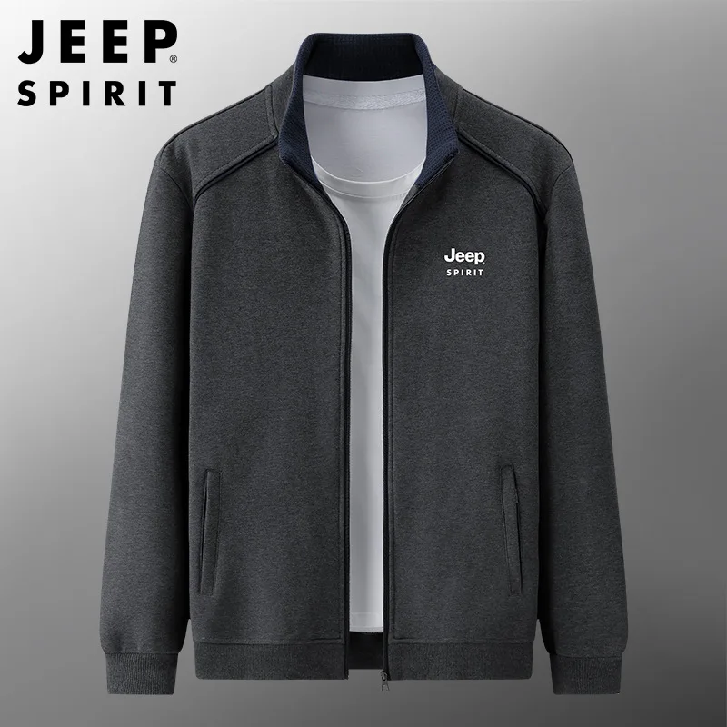 JEEP SPIRIT men spring autumn fashion pure cotton new cardigan jacket casual sports stand-up collar high-quality clothes