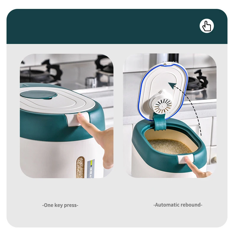 Secchio per riso pressato per uso domestico Scatola per la conservazione del riso sigillata a prova di umidità, cereali, cibo per gatti, serbatoio per la conservazione degli alimenti per cani