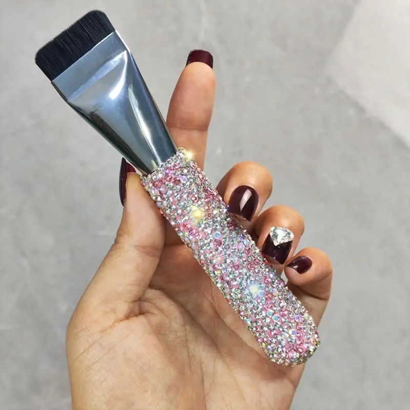 Diamond-encrusted One-line Flat-head Foundation Brush, High-end Makeup Brush, Portable, Seamless Concealer Base Brush