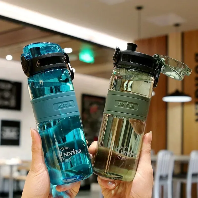 Portable 500ml Sport Water Bottle Anti Drop Leakproof Plastic Drinkware with Strainer for Gym Outdoor Hiking Fitness Plastic Cup