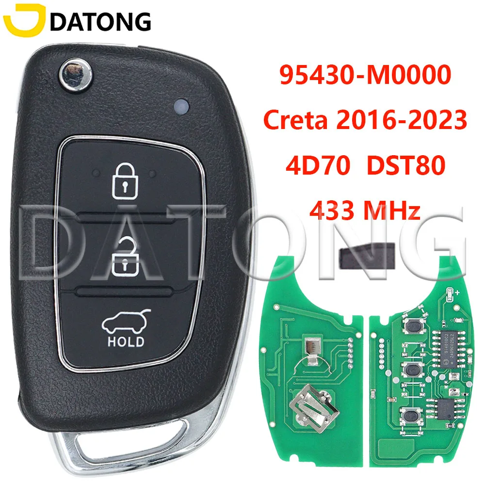 Чип Datong DST80 433 МГц, ключ-брелок HY15 Blade 95430-M0000 4D70 для Hyundai Creta 2016, 2017, 2018, 2019, 2020, 2021, 2022, 2023