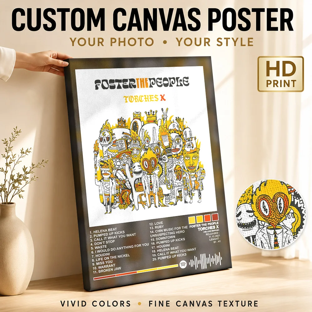 Foster the People - Torches X Canvas Painting Poster Custom Modern Aesthetic Wall Art for Office Decor Ready to Hang Home Gift