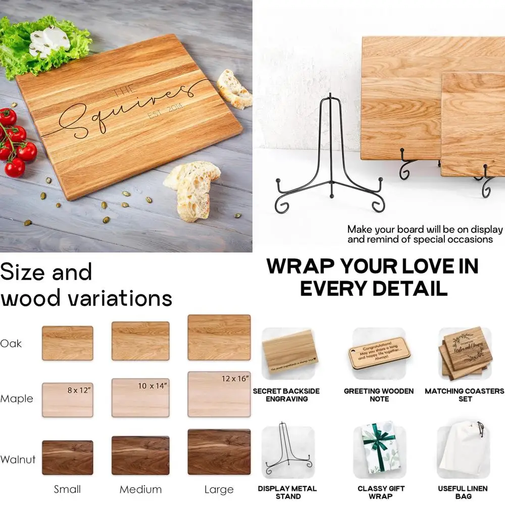 

engraved family name oak cutting board - 12x16 inches - perfect for christmas, wedding, anniversary gifts