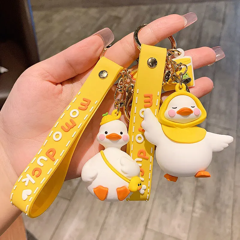 2022 Yellow White Duck Funny Doll Pendant MOMO Duck Bag Accessories Keychain Pendant Car Pendant Gift keyrings