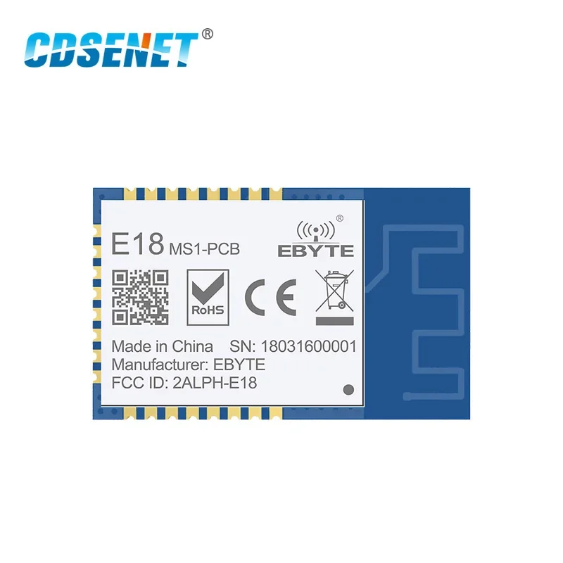 CDSENET 10PCS CC2530 2.4GHz 4dbm UART 200m range 256kb Flash PCB Antenna SoC SMD Zigebee Module E18-MS1-PCB