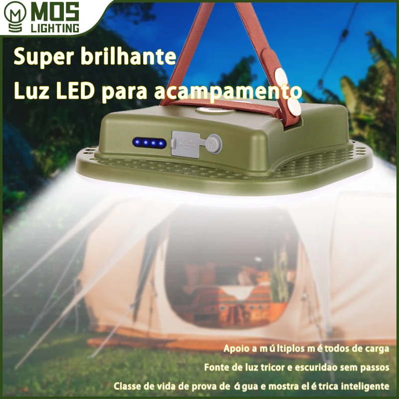 MOSLIGHTING Carregamento solar Camping Super Light with Magnet Emergency Portable Rechargeable Tent Light Work Maintenance Fishing Light Illumination 80W USB 4 Lighting Options Adjustable Light Brightness LED Lantern