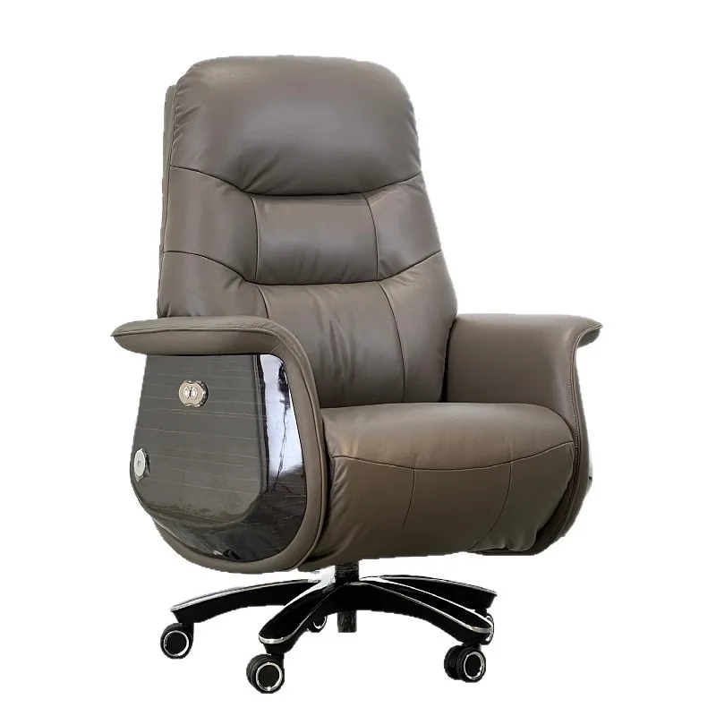 Lunch break can lie down dual-purpose leather office desk chair, light luxury sedentary and comfortable electric massage boss