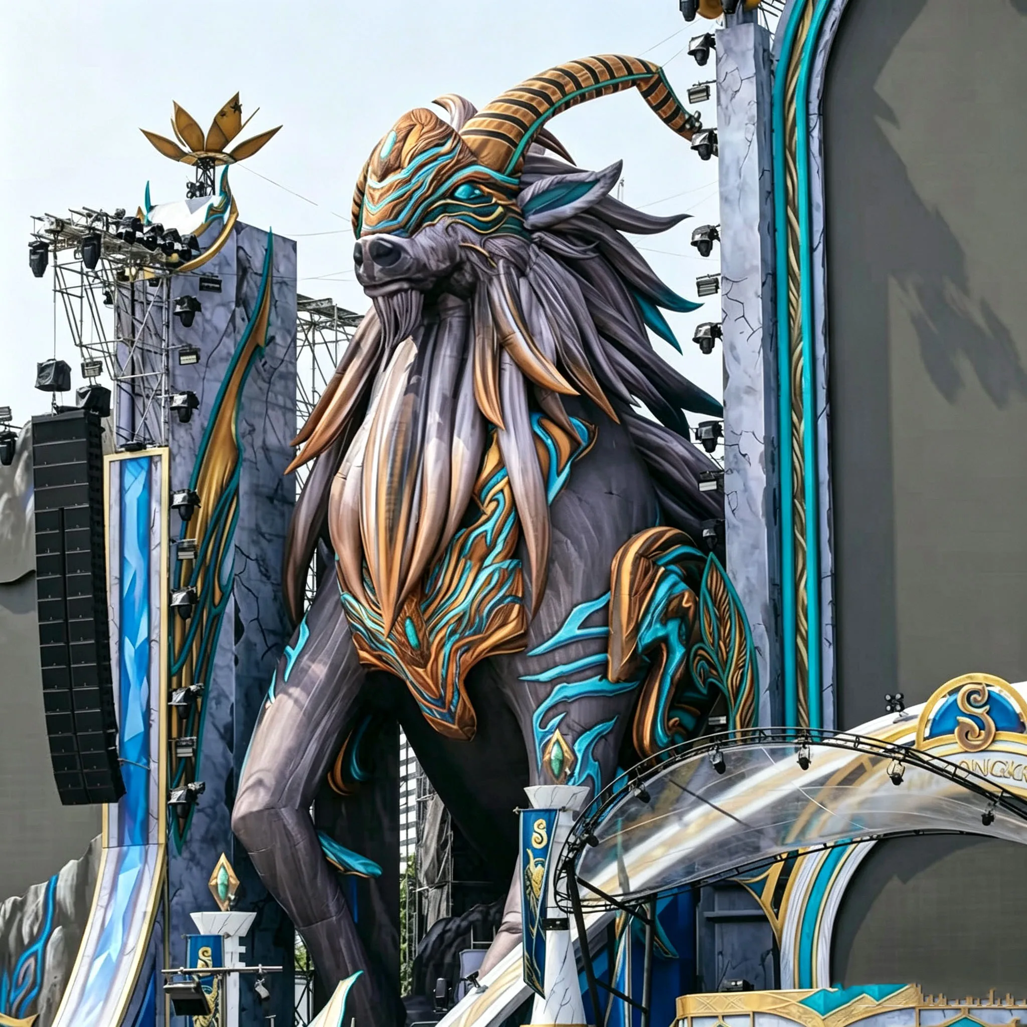 Giant Inflatable Magical Goat Mascot, Fantasy Theme Prop for Concert, Festival Stage & Unique Event Display Decoration