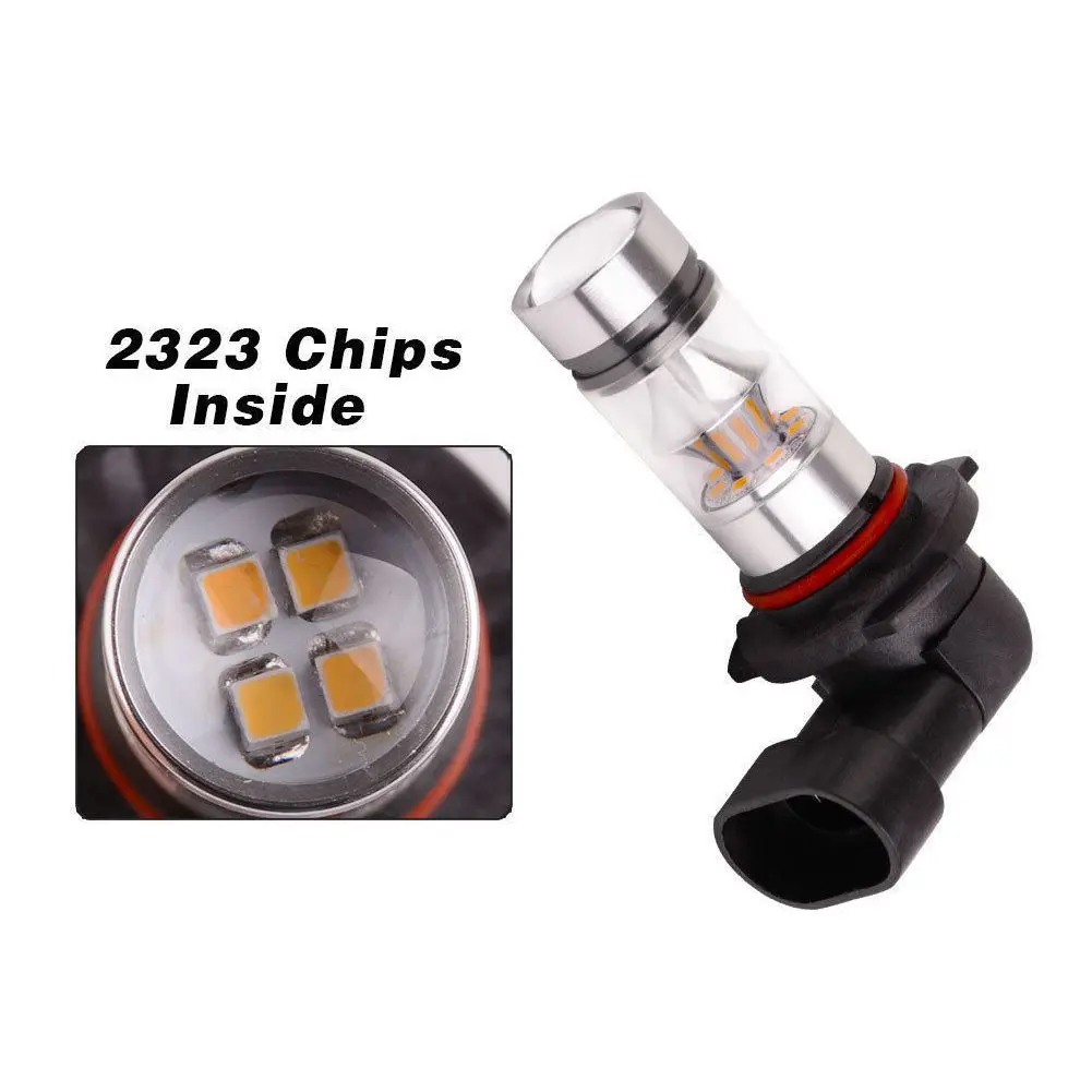 2x 9005 HB3 6000K 100W 2323 LED Projector Fog Driving Light Bulbs White