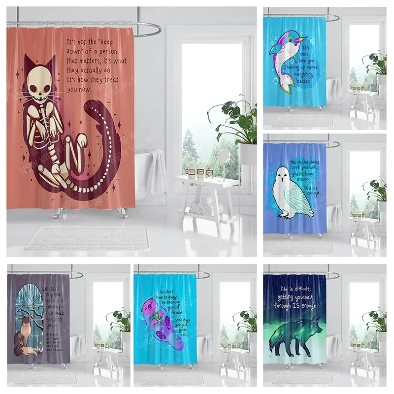 

Waterproof fabric shower curtains Bathroom curtain accessories 180x200 Bath curtain for shower 240*200 cartoon cute decoration