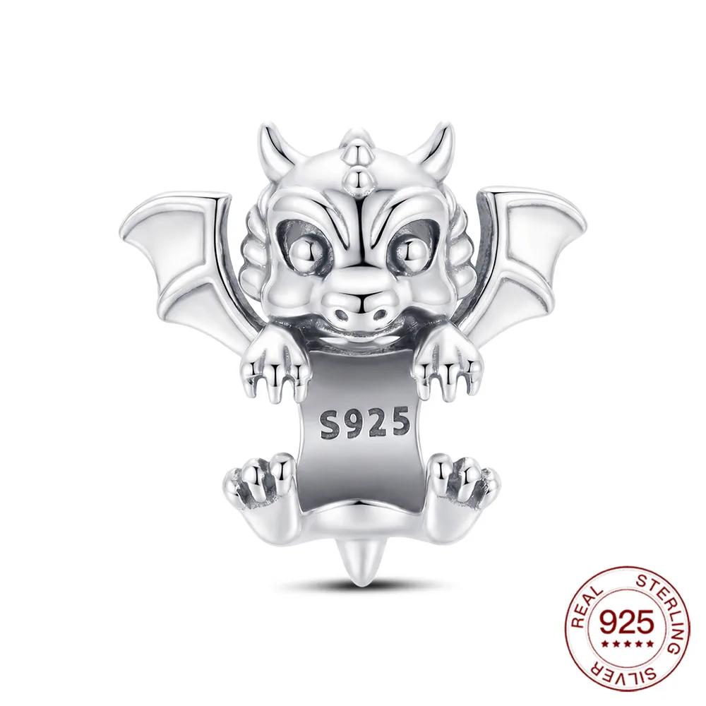 New 925 Sterling Silver Charms Little Flying Dragon Hug Beads Jewelry Making For Original Bracelet Ladies Jewelry DIY Gifts