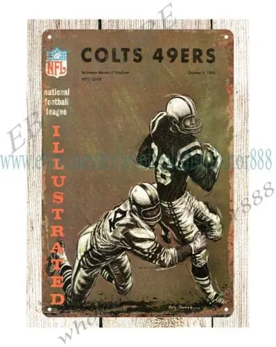 metal kitchen decor 1965 football 49ers vs Colts Program metal tin sign