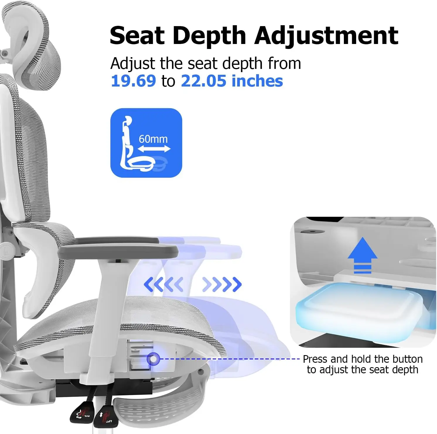 Ergonomic Mesh Office Chair with 3D Adjustable Armrest,High Back Desk Computer Chair Ergo3d Ergonomic Office Chair with
