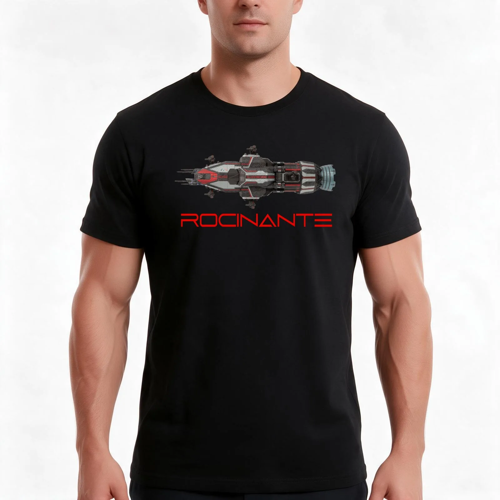 Rocinante Ship T-Shirt, Summer Casual Cotton Tee, Oversized Streetwear Tops, Vintage Graphic Print, Loose Fit Short Sleeve