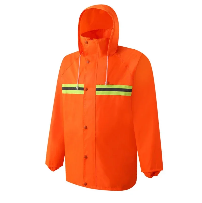 High Visibility Raincoat for Landscaping Sanitation Workers Fluorescent Rain with Waterproof & Windproof Work Safety