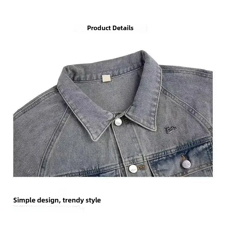 

Loose Men's Jaet 2024 Spring Autumn Sli Streetwear Hong Kong Sle Casual Coat Youth Trendy Outerwear Stand Fit