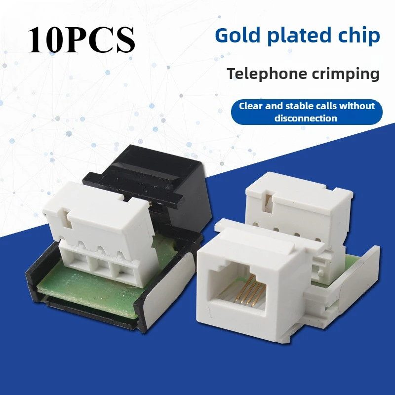 10PCS  Telephone module CAT3 Socket Panel rj11 Telephone module Voice RJ11 Telephone cable Network accessories