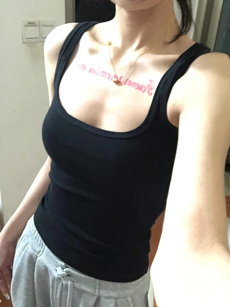 Bla Svel  Strap Vest Women's Faion Slim Fit ort Wide oulder Ele Inner Wear Top for 2024 Summer