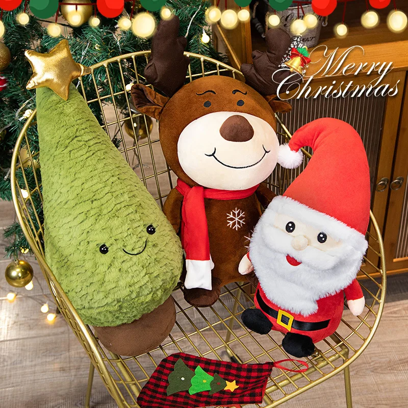 

Lovely Cartoon Santa Claus Plush Toy Stuffed Elk Animals Doll Pendant Soft Christmas Tree Plushies Pillow Home Christmas Decor