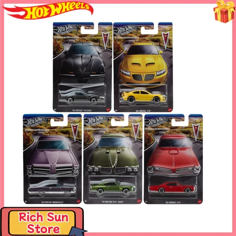 Hot Wheels Pontiac série argent moulé sous pression voiture 1/64 échelle garçons jouet Firebird GTO Bonneville modèle véhicule à collectionner cadeau d'anniversaire