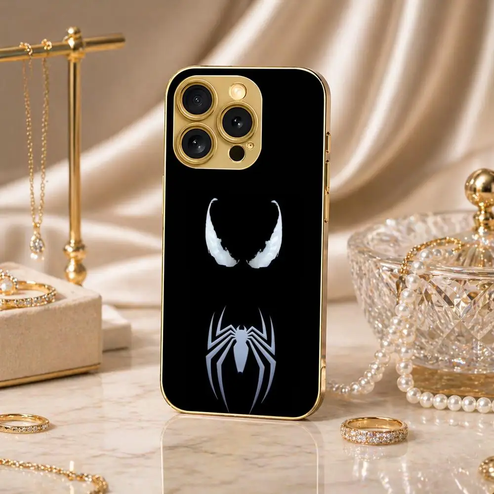 

Cool Spider Logo (Anime Style) Phone Case Gold-tone glass phone case for iPhone 17/16/15/14/11/12/13 Pro Max