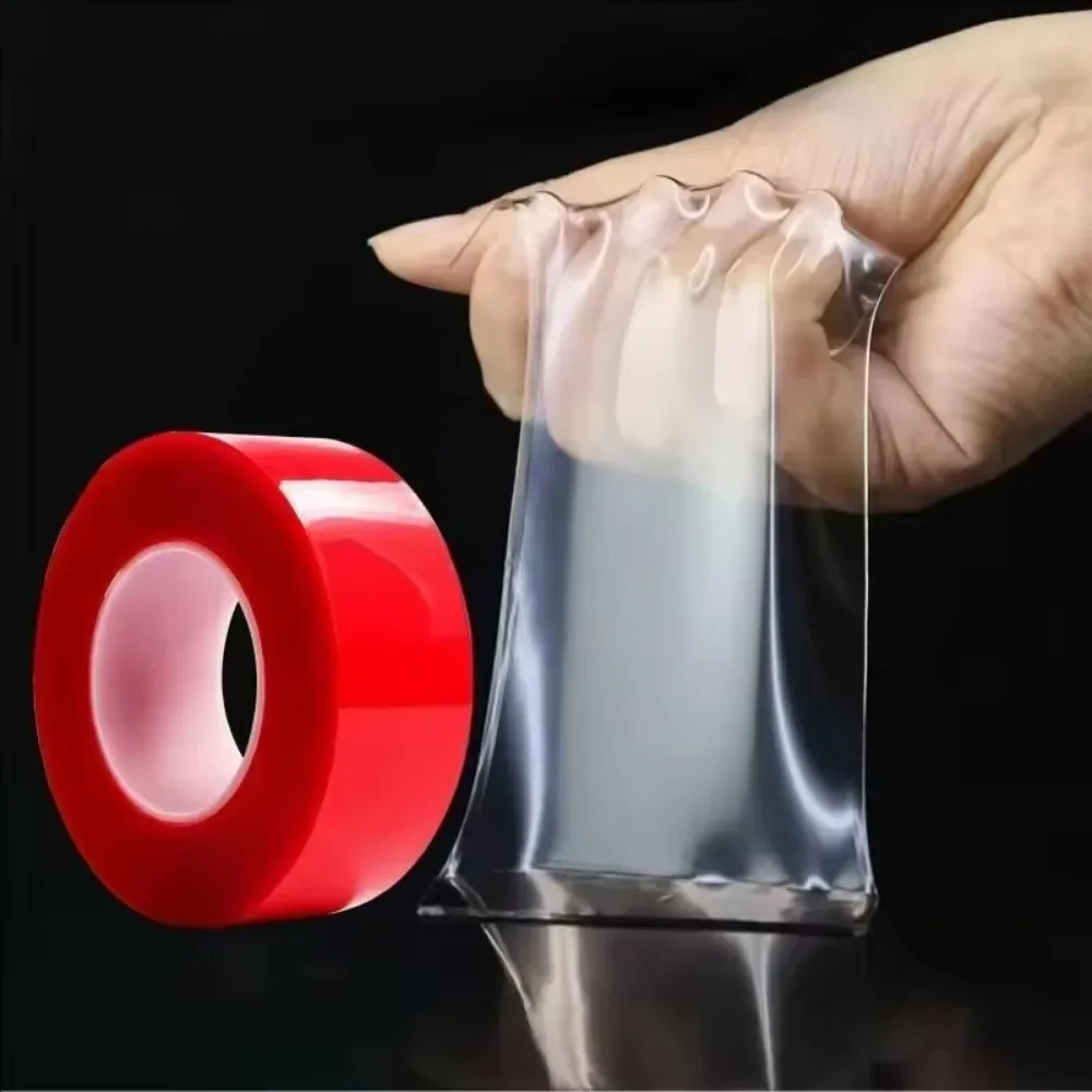 Double Sided Tape Strong Fixation 3Meter 5/10/20/25/30mm Width Transparent Tape Adhesive Waterproof Traceless Sticker Glue Red