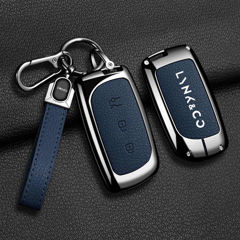 Zinc Alloy Leather Car Remote Key Case Cover Fob Protector Shell For Lynk&Co Z20 Z10/Lynk&Co 02 01 Auto Interior Accessories