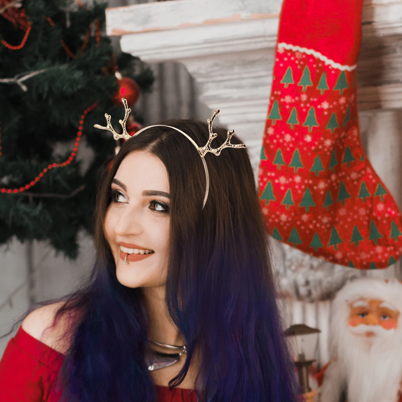 

4Pcs Reindeer Antler Christmas Headband Classic Festive Hair Hoop Holiday Party Xmas Hair Accessories Christmas Headband