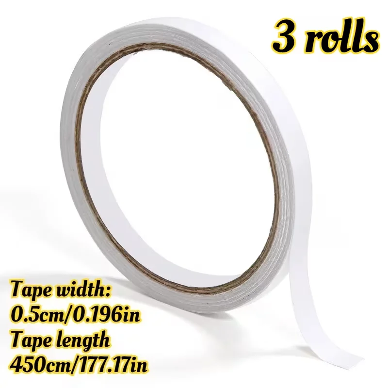 3 Rolls Double-Sided Tape, Ideal for Arts, Scrapbooking, Card Making, Gift Wrapping, DIY Projects, Office, Home & School Crafts
