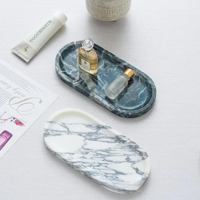 Marble Toilet Oval Tray Washbasin Bathroom Toiletries Hotel Towels Aromatherapy Storage Tray