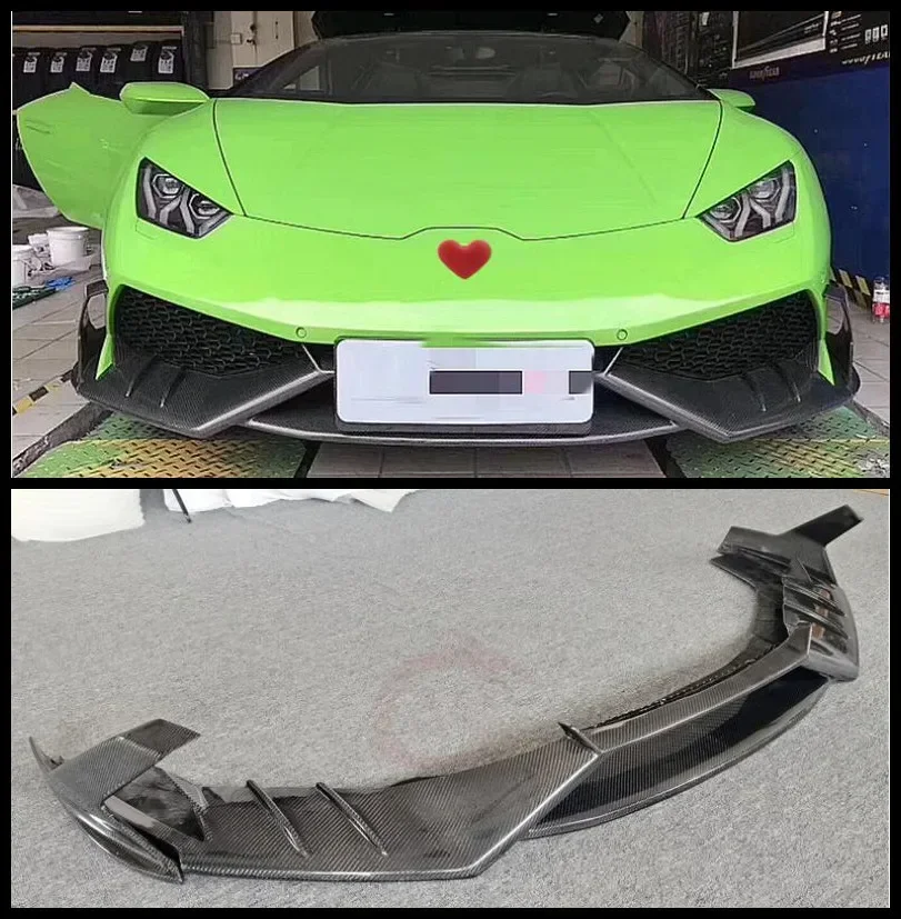 M Style Real Carbon Fiber Front Bumper Lip Splitters Cup Flaps Cover For Lamborghini Huracan LP580 LP610 2014-2021