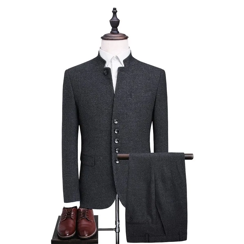 

Top Brand Chinese Stylish Coat Pant Suit Men's Design Formal Business Tunic Suits