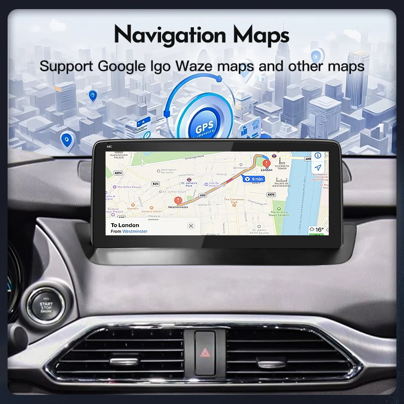 راديو السيارة ستيريو أندرويد 14 Carplay AUTO لمازدا CX-9 2016 - 2021 نظام تحديد المواقع نافي فيديو مشغل وسائط متعددة رئيس وحدة الشاشة 4G DSP