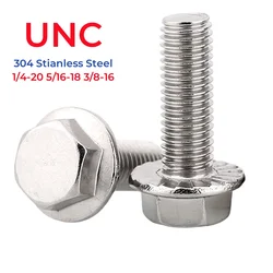 UNC 1/4-20 5/16-18 3/8-16 304 Stianless Steel Hexagon Head with Serrated Flange Cap Screw Hex Washer Head Bolt