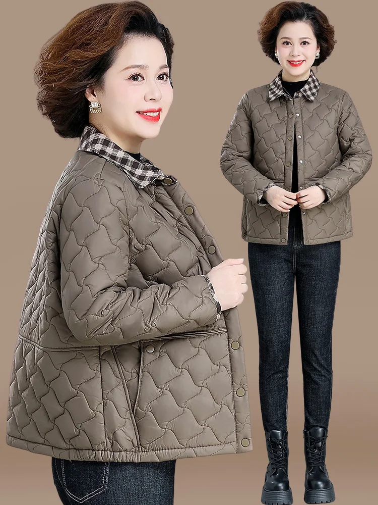 

Lightweight Luxury down Cotton Jaet for Mom Autumn Winter Faion Ele Small Fraance Sle Women's Mid-Aged And l...