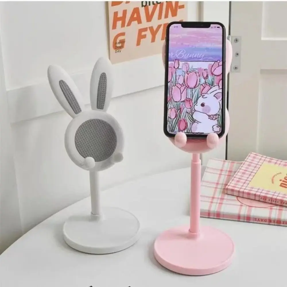 

Rabbit Bunny Phone Holder Lazy Bracket Adjustable Telescopic Lifting Phone Holder Cartoon Non-slip Desktop Mobile Phone Bracket