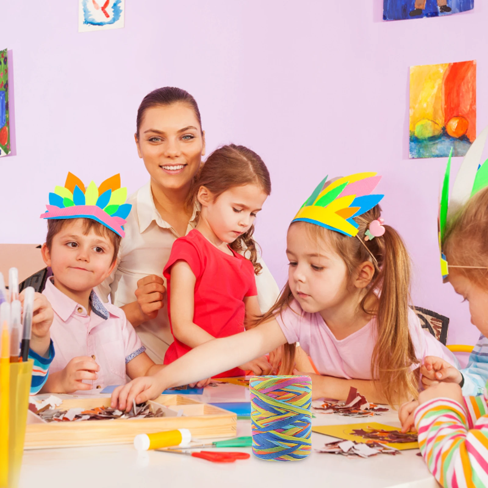 

Set of 3 Handwoven Colored Paper Rope for DIY Wrapping Bouquet Decoration Decorative Raffia Ribbon Paper Twine