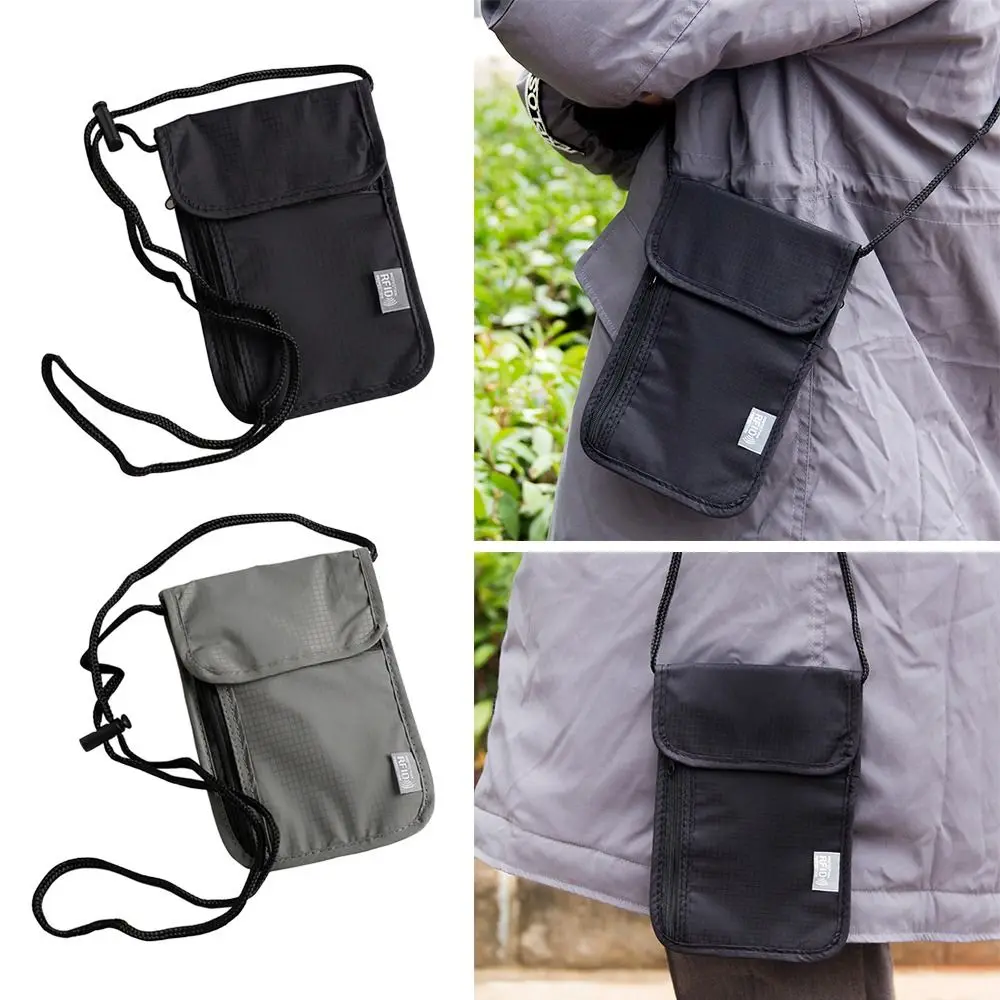 

Unisex Nylon RFID Passport ID Bag Waterproof Multi-Functional Document Pouch Passport Bag Men