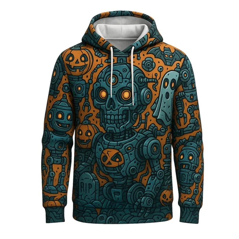 

2025 New Unisex 3D Printed Halloween Style Printed Pattern Casual Hoodie Fashionable Cool Daily Wearing Texture Soft