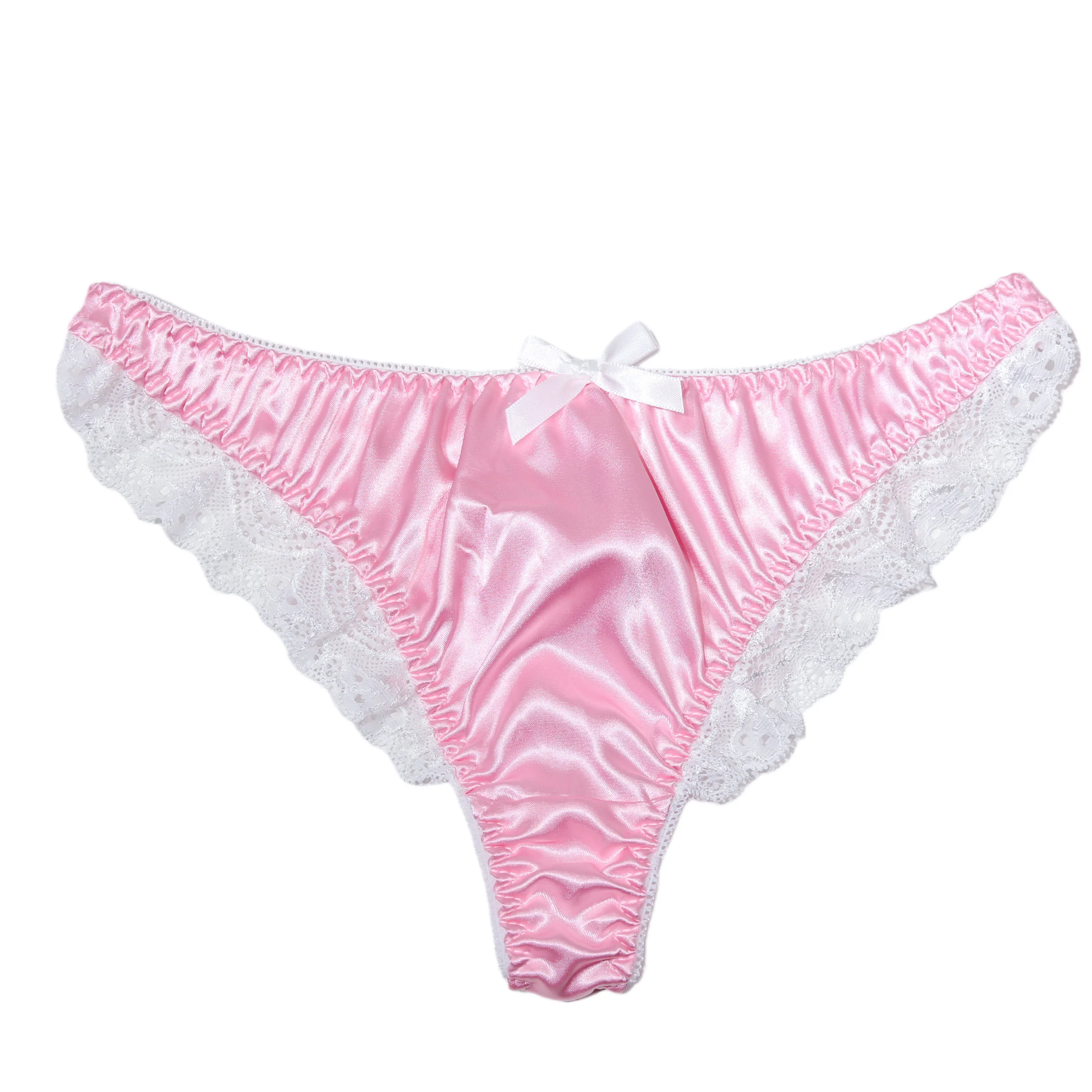 Sexy Lace Trim T-Back Panties Low Waist Polyester Fiber Quick Dry Function Pure Color Design Women's Underwear Briefs