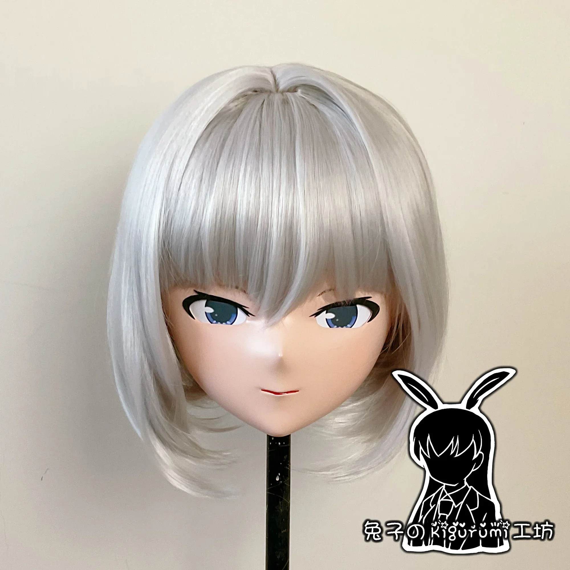 (A30) Custom Handmade Full Head Mask Japan Cartoon Silicone Anime Kigurumi Cosplay Mask with White Wig